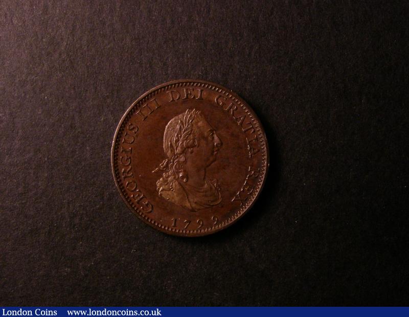Farthing 1799 Copper Proof Peck 1274 KF8 GEF with a long scratch on the reverse : English Coins : Auction 137 : Lot 1432