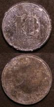 London Coins : A144 : Lot 941 : Penny Staffordshire Walsall 1811 Davis 106 silvered NF, Kantine Token 10 Pfennigs in white metal iss...