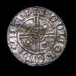 London Coins : A149 : Lot 1714 : Penny Cnut Pointed Helmet type S.1158, North 787, Huntingdon Mint, moneyer Godleof VF with some resi...