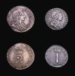London Coins : A150 : Lot 2509 : Maundy Set 1701 ESC 2392 Fourpence EF toned, Threepence the GBA variety (ESC 2003A) Good Fine, Twope...
