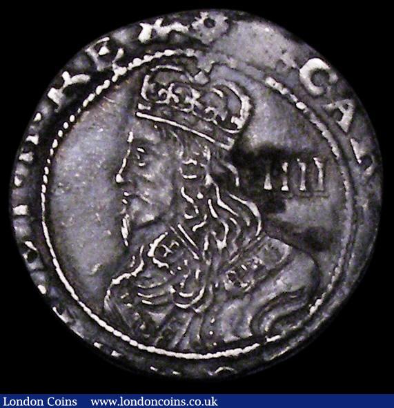 Groat Charles I 1644 Exeter Mint, S.3088 GVF/VF the obverse with some spots, the portrait an excellent sharp strike and finer than the Brooker Plate coin, neatly clipped and weighing 1.40 grammes, a rare and under-rated piece, confirmed by our archive database showing that we have only offered one other example, this in 2005  : Hammered Coins : Auction 162 : Lot 1594