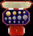 London Coins : A162 : Lot 510 : Proof Set 1902 Long Matt Set 13 coins Five Pounds, Two Pounds, Sovereign, Half Sovereign, Crown, Hal...