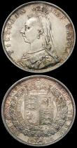 London Coins : A165 : Lot 3896 : Halfcrowns (2) 1888 ESC 721, Bull 2773 NEF/EF and nicely toned, 1889 ESC 722, Bull 2774, Davies 647 ...