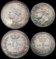 London Coins : A165 : Lot 3900 : Maundy Set 1823 ESC 2427, Bull 2446 Fourpence NVF/VF with some contact marks, Threepence Good Fine w...