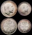 London Coins : A165 : Lot 3913 : Maundy Set 1908 ESC 2524, Bull 3614 NEF to GEF, the Fourpence, Twopence and Penny lustrous, the Thre...