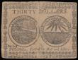 London Coins : A179 : Lot 216 : USA Colonial Currency Thirty Dollars May 10 1775 Hall and Sellers Philadelphia VF  No. 20718