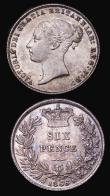 London Coins : A181 : Lot 2102 : Sixpences (2) 1866 ESC 1715, Bull 3213, Die Number 36 About EF, the reverse with attractive tone, 18...