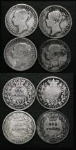London Coins : A181 : Lot 2494 : Sixpences (8) 1865 ESC 1714, Bull 3212, Die Number 20 VG/NVG, 1866 ESC 1715, Bull 3213, Die Number 1...