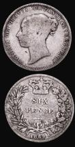 London Coins : A182 : Lot 3082 : Sixpences (2) 1868 ESC 1719, Bull 3218, Davies 1073, dies 3A, Die Number 1 VG with an edge bruise, 1...