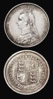 London Coins : A182 : Lot 3083 : Sixpences (2) 1887 Jubilee Head, Withdrawn type, J.E.B. on truncation ESC 1752B, Bull 3267, Davies 1...