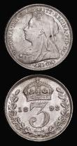 London Coins : A183 : Lot 2160 : Sixpence 1893 Veiled Head ESC 1762, Bull 3285, Davies 1180 dies 1A, GEF/AU and lustrous with gold an...