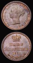 London Coins : A184 : Lot 1675 : Half Farthing 1851 First 1 over 5 in date, a known variety, but unlisted by Peck, EF with traces of ...