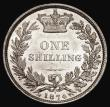 London Coins : A184 : Lot 1866 : Shilling 1874 Crosslet 4, ESC 1326, Bull 3044, Davies 903, Die Number 7, AU/UNC the obverse with lig...