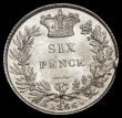 London Coins : A184 : Lot 1911 : Sixpence 1866 ESC 1715, Bull 3213, Davies 1069, Die Number 21 UNC and lustrous with a die cud at 3 o...