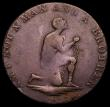 London Coins : A184 : Lot 833 : Slave Token Halfpenny 18th Century Middlesex undated Obverse: Kneeling slave with clasped hands, Rev...
