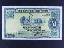 London Coins : A122 : Lot 567 : Scotland North of Scotland Bank £1 dated 1st July 1945 prefix D, PickS644, UNC