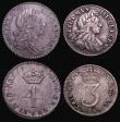 London Coins : A150 : Lot 2509 : Maundy Set 1701 ESC 2392 Fourpence EF toned, Threepence the GBA variety (ESC 2003A) Good Fine, Twope...