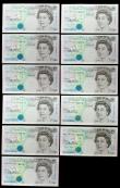 London Coins : A160 : Lot 125 : Five Pounds B357 Gill (11) issued 1990, a consecutively numbered run of 6 First Series notes A11 615...