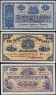 London Coins : A162 : Lot 333 : Scotland (3), a set of 3 early date 1 Pound notes in high grade, Clydesdale Bank Ltd 1 Pound dated 1...