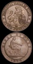 London Coins : A165 : Lot 3771 : Spain (3) 5 Centimos 1870 OM KM#662 EF, 2 Centimos 1870 OM KM#661 AU/GEF nicely toned with a small f...