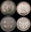 London Coins : A165 : Lot 3908 : Maundy Set 1892 ESC 2507, Bull 3550 NEF to A/UNC , the Fourpence with grey tone, the Threepence lust...