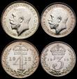 London Coins : A165 : Lot 3914 : Maundy Set 1912 ESC 2529, Bull 3972 UNC and lustrous, the Penny with a touch of gold toning, an attr...