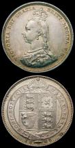 London Coins : A165 : Lot 3954 : Shillings (2) 1866 ESC 1314, Bull 3027, Die Number 31 EF the obverse with golden tone, 1888 8 over 7...