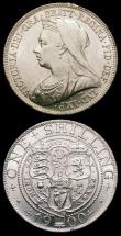 London Coins : A165 : Lot 3956 : Shillings (2) 1900 ESC 1369, Bull 3165, UNC and lustrous, the obverse with some minor contact marks,...