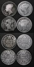 London Coins : A181 : Lot 2495 : Sixpences (8) 1866 ESC 1715, Bull 3213, Davies 1069, Die Number 58 VG, 1871 No Die Number ESC 1724, ...
