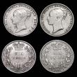 London Coins : A182 : Lot 3084 : Sixpences (4) 1845 ESC 1691, Bull 3179 Fine, the reverse slightly better, 1866 ESC 1715, Bull 3213, ...