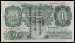 London Coins : A182 : Lot 31 : One Pound Peppiatt B239A Guernsey overprint series C06A 064094, 'Withdrawn from circulation Sep...