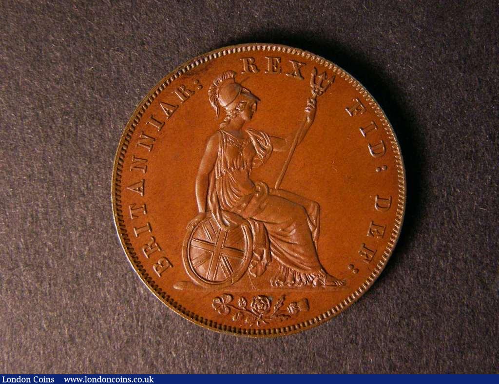 London Coins : A122 : Lot 1680 : Halfpenny 1826 Copper Proof, Reverse B with raised line on Saltire, unlisted by Peck in this...