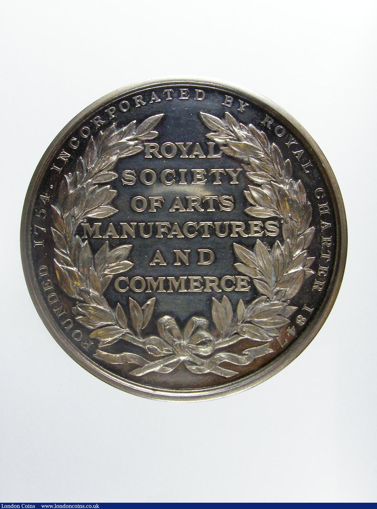 London Coins : A124 : Lot 1722 : Royal Society of Arts Manufacturers and Commerce, Patron's Medal 1910, silver, 55mm dia....