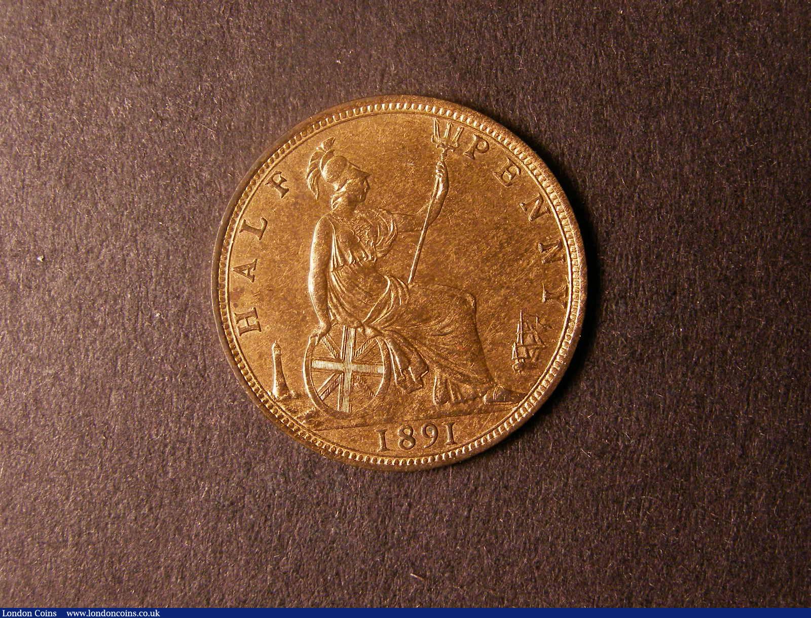 London Coins : A124 : Lot 2150 : Halfpenny 1891 Freeman 364 dies 17+S UNC with very good lustre, Ex-Nicholson Collection (Item no...