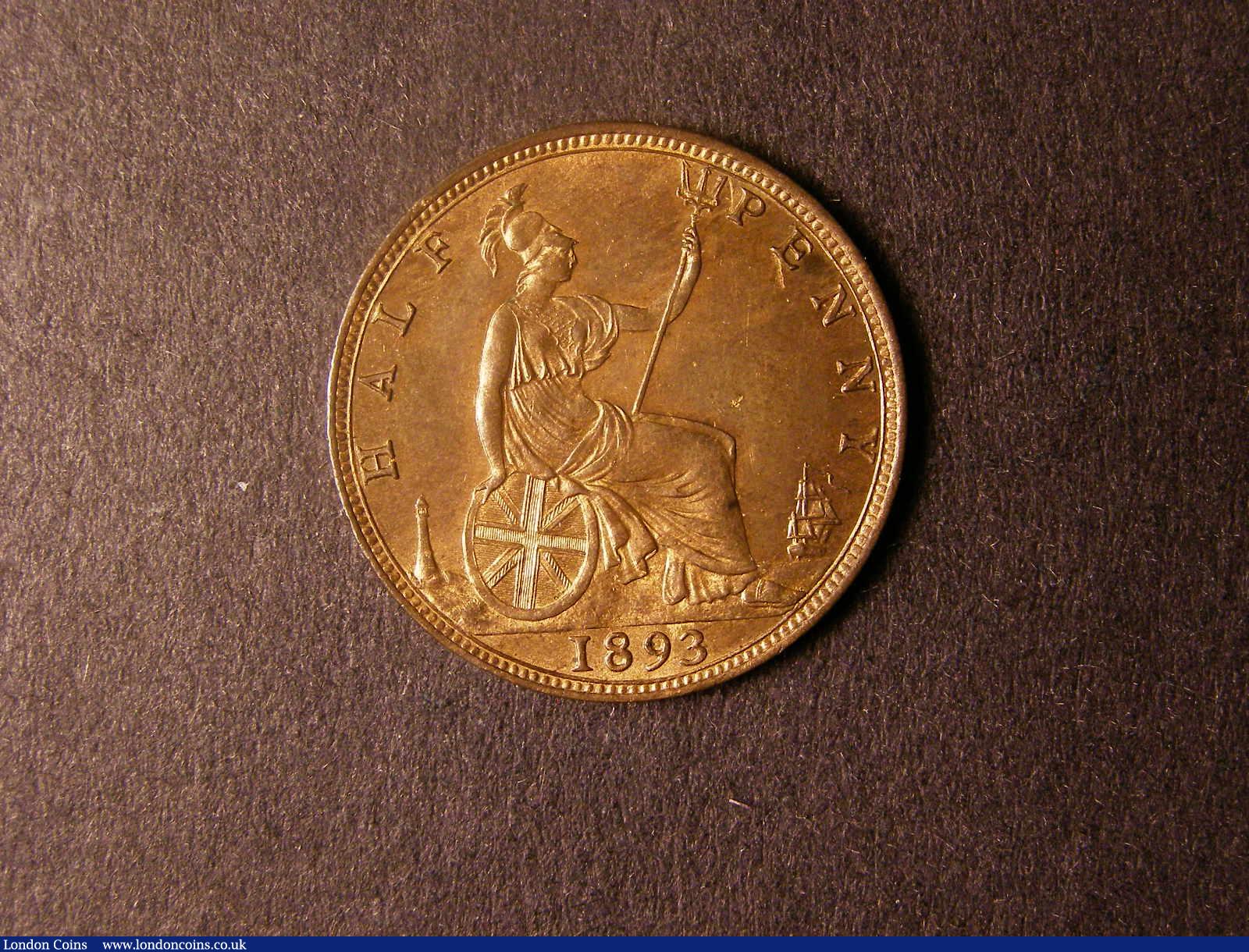 London Coins : A124 : Lot 2151 : Halfpenny 1893 Freeman 368 dies 17+S UNC with very good lustre, Ex-Nicholson Collection (Item no...