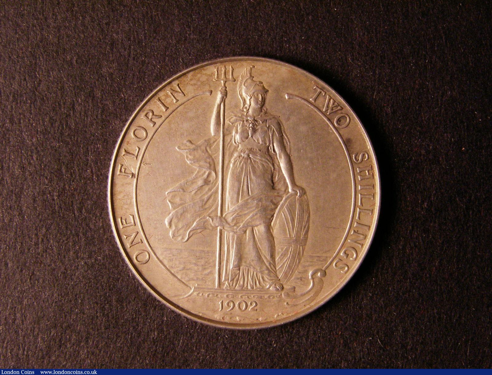 London Coins : A124 : Lot 378 : Florin 1902 Matt Proof ESC 920 UNC possibly once cleaned