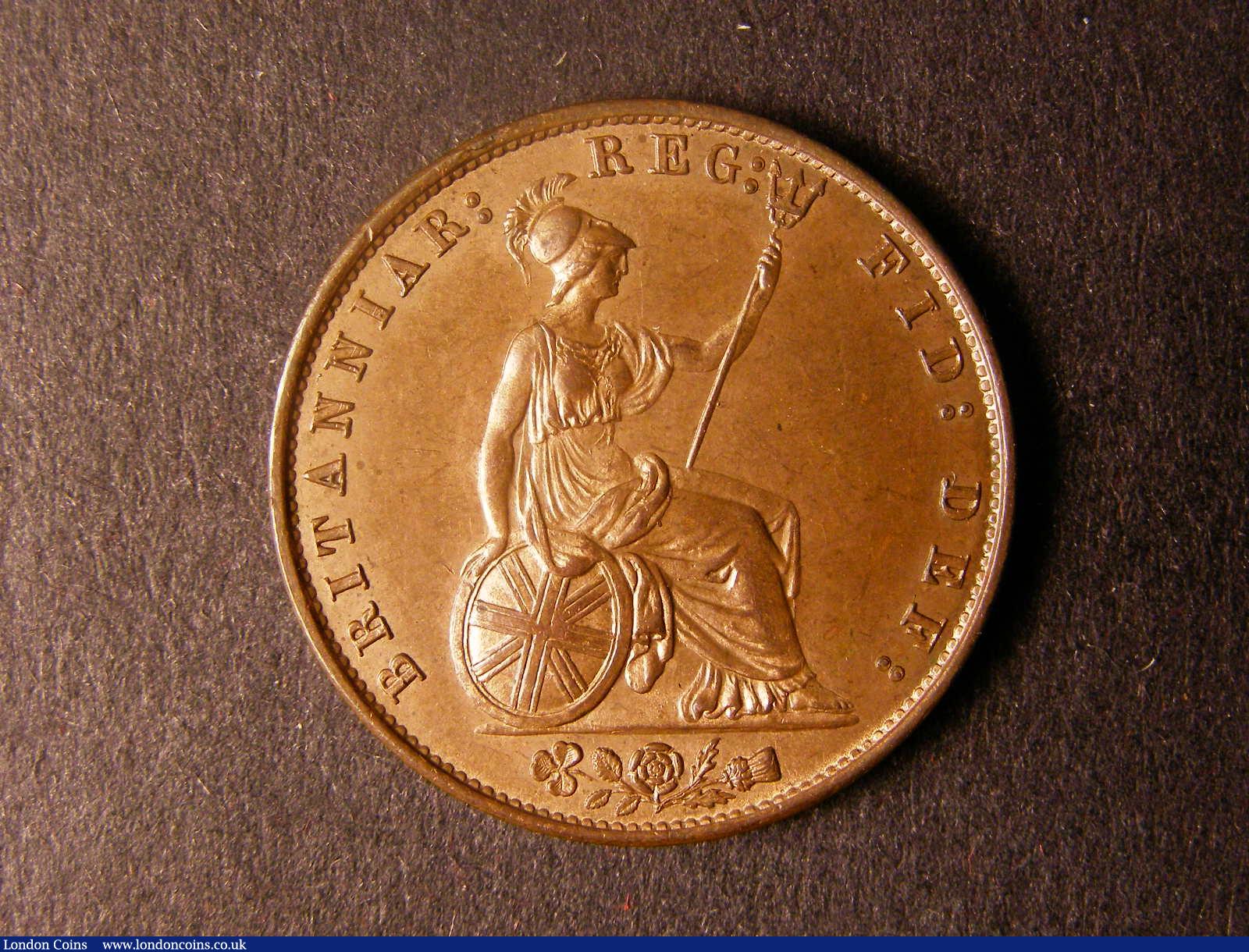 London Coins : A124 : Lot 530 : Halfpenny 1858 8 over 7 Peck 1548 Lustrous UNC/AU