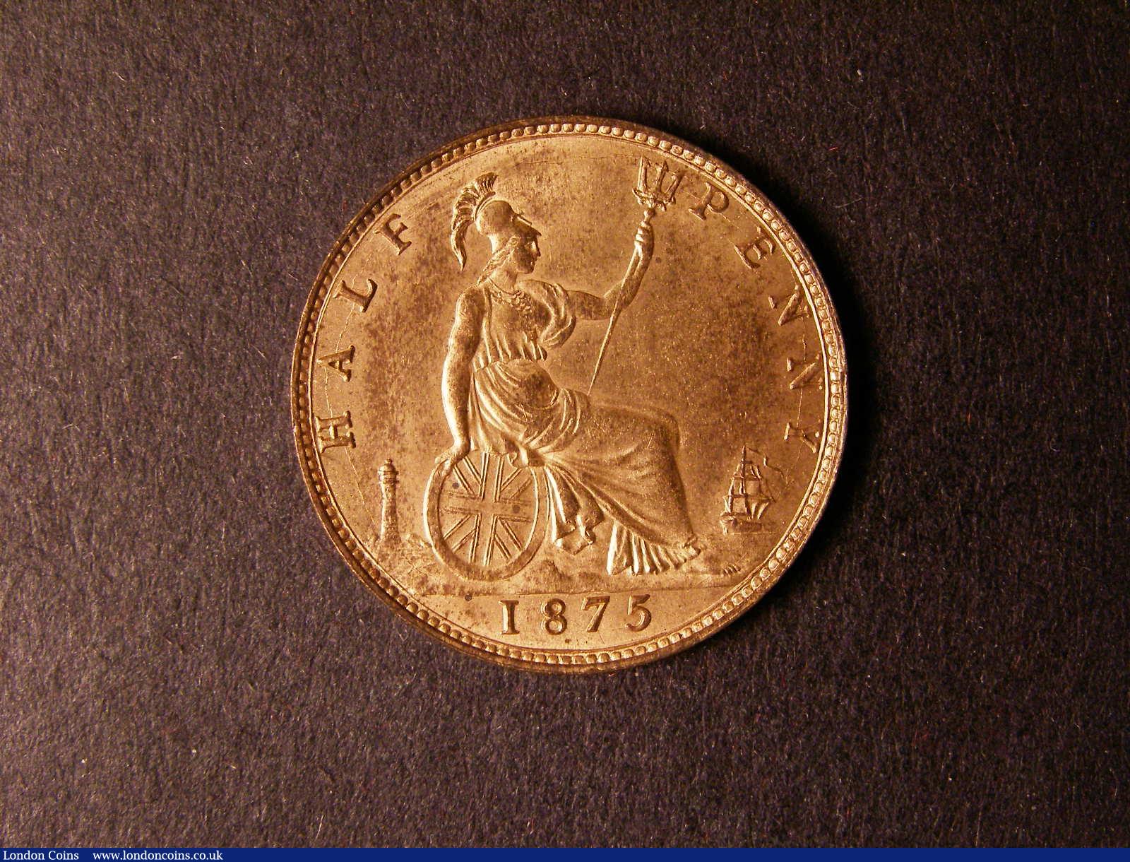 London Coins : A124 : Lot 582 : Halfpenny 1875 Freeman 321 dies 11+J UNC with approximately 85% lustre, Ex-Andrew Wayne coll...
