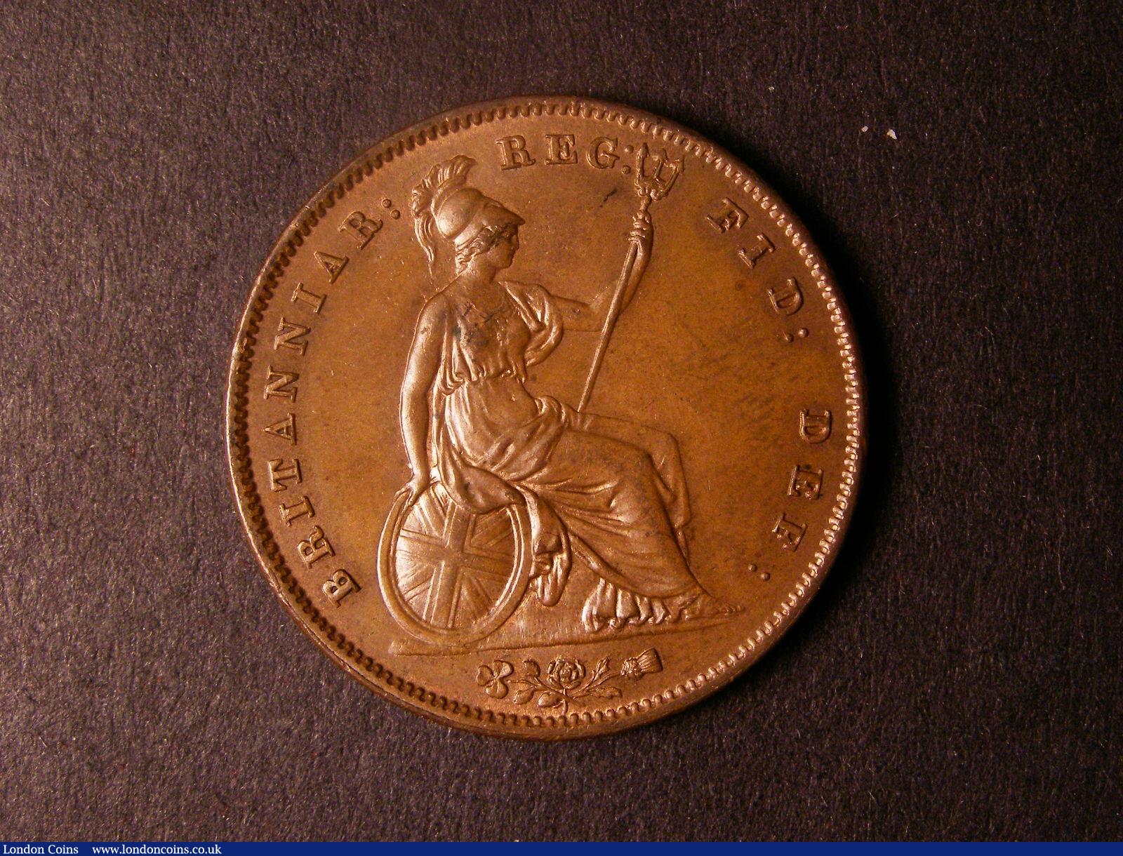 London Coins : A124 : Lot 665 : Penny 1857 Ornamental Trident Peck 1513 GEF with traces of lustre