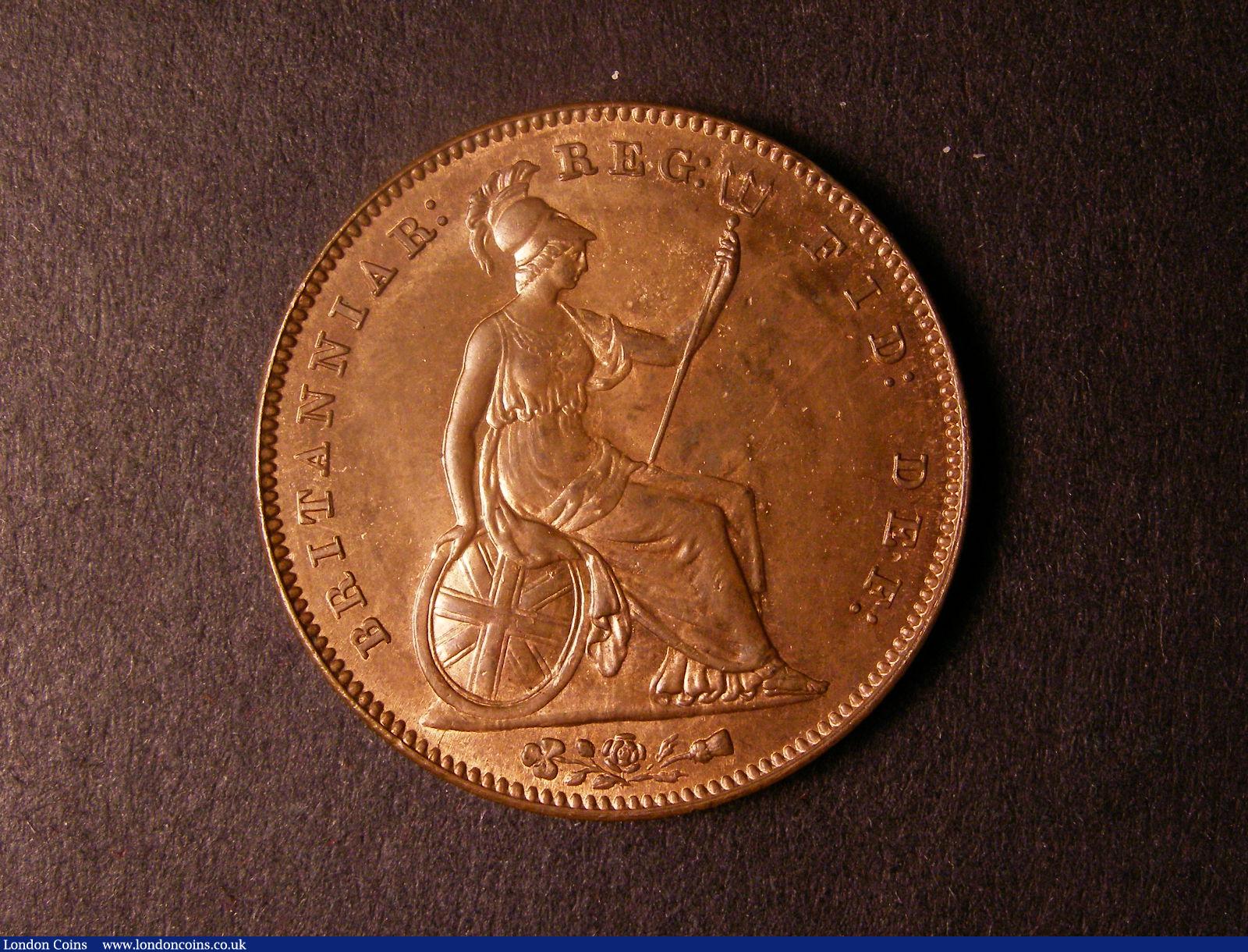 London Coins : A124 : Lot 667 : Penny 1857 Plain Trident Peck 1514 Lustrous UNC