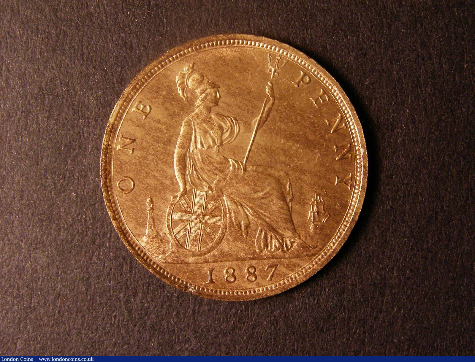 London Coins : A124 : Lot 764 : Penny 1887 Freeman 125 dies 12+N UNC with good but streaky lustre