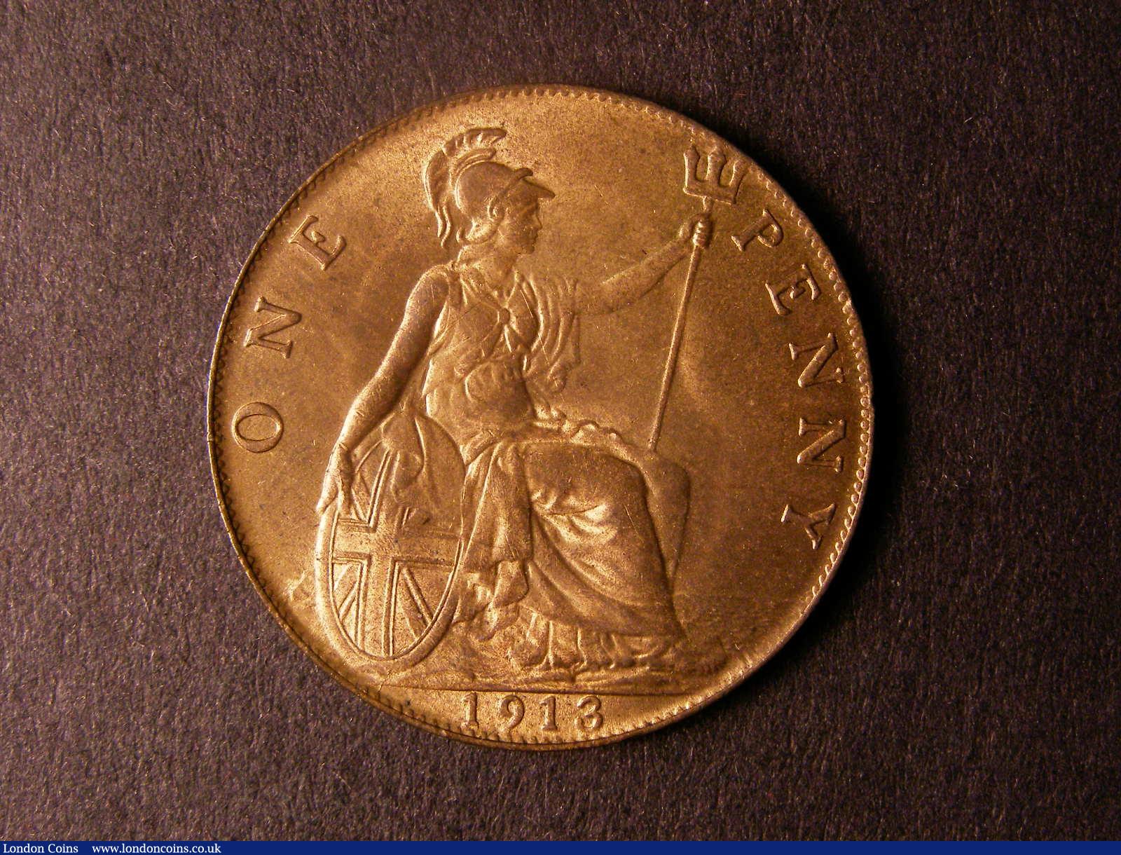 London Coins : A124 : Lot 820 : Penny 1913 Freeman 174 dies 1+A Lustrous UNC with some tone spots on the obverse