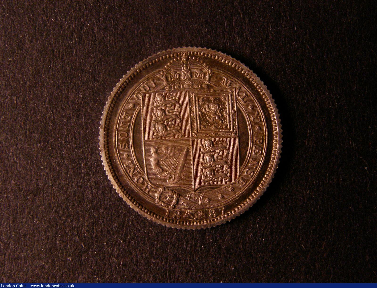London Coins : A124 : Lot 945 : Sixpence 1887 Jubilee Head Withdrawn type Proof ESC 1753 nFDC and nicely toned