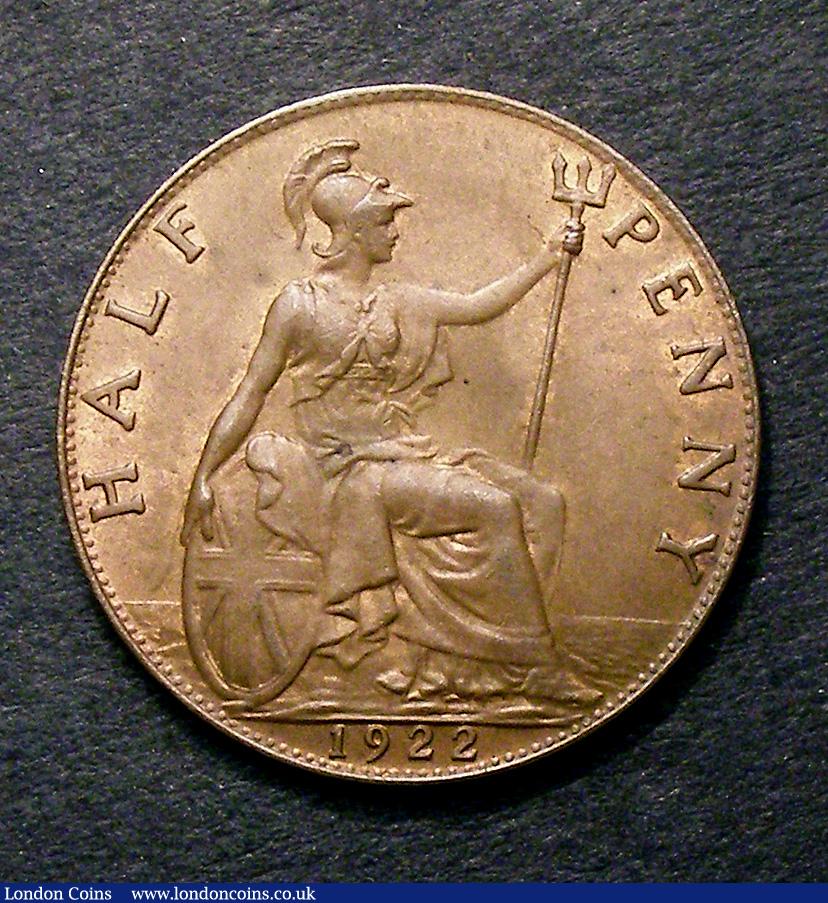 London Coins : A126 : Lot 1271 : Halfpenny 1922 Freeman 401 dies 1+A UNC with some lustre, key date in the series and very hard t...