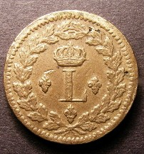 London Coins : A126 : Lot 475 : France Decime 1814 Strasbourg Provincial Coinage with Crowned L on Reverse Le Franc 132/2 with stops...