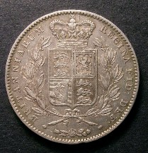 London Coins : A126 : Lot 913 : Crown 1844 Cinquefoil Stops on edge ESC 281 Near VF