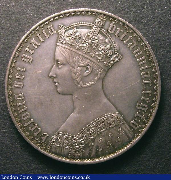 Crown 1847 Gothic ESC 288 UNDECIMO NEF and attractively toned with some scratches on the obverse : English Coins : Auction 126 : Lot 917