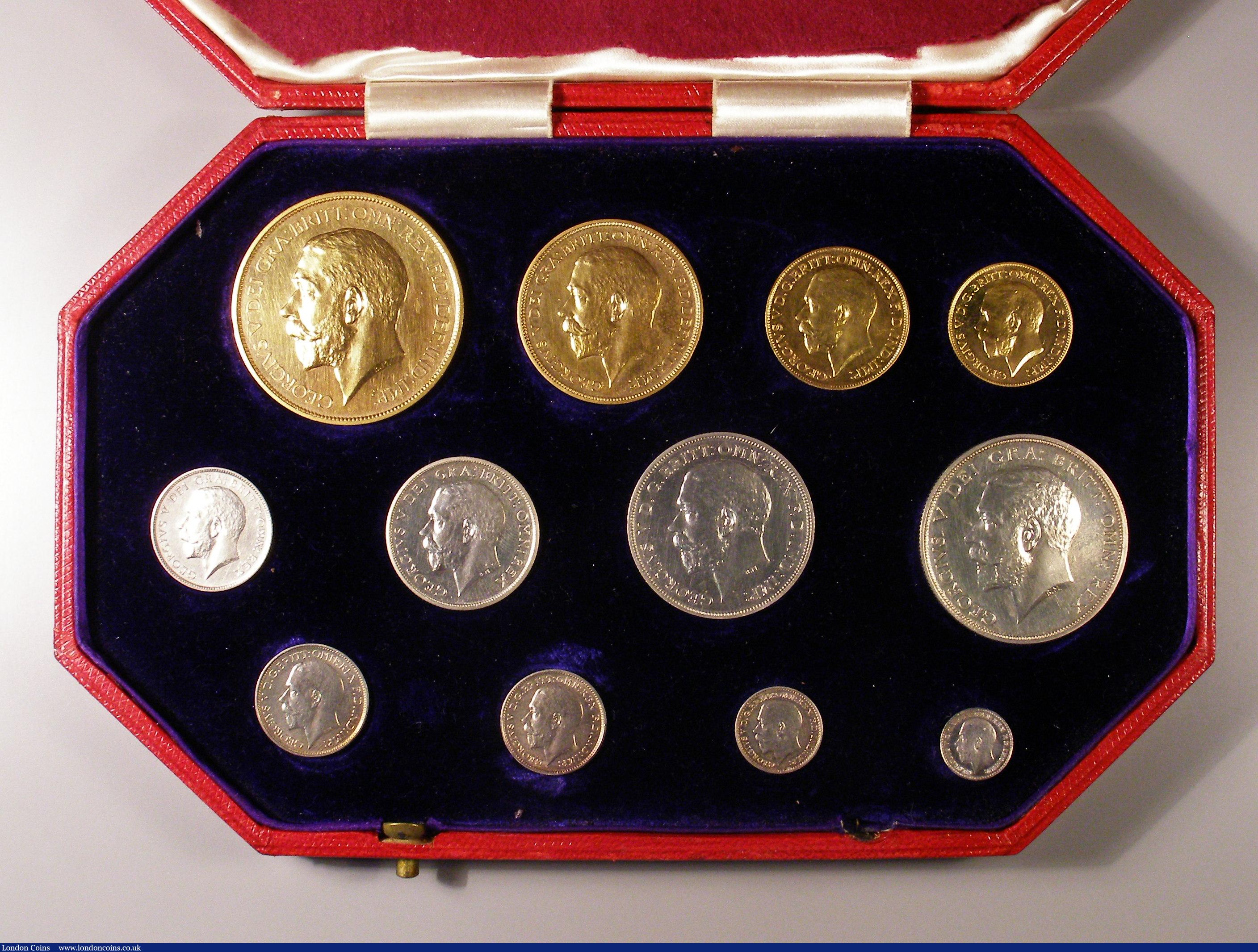 London Coins : A127 : Lot 1322 : Proof Set 1911 Long Set 12 coins &pound;5 to Maundy Penny aFDC some hairlines, silver bright in ...