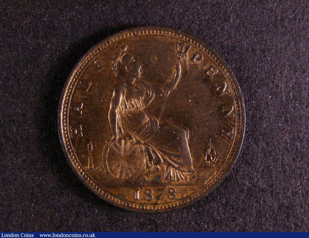London Coins : A127 : Lot 1690 : Halfpenny 1878 Freeman 334 dies 14+O (R14, considerably rarer in high grade) UNC with good lustr...