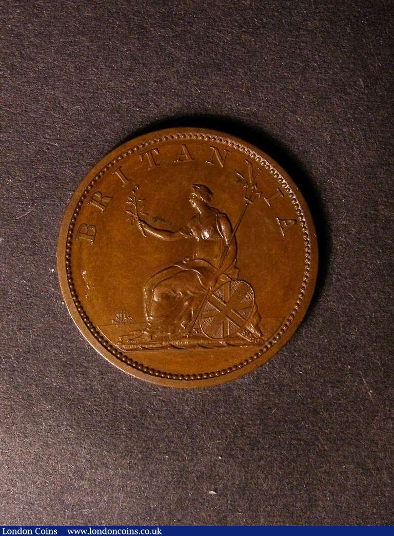London Coins : A128 : Lot 1442 : Halfpenny 1806 Proof in Bronzed Copper Peck 1361 KH35 a small patch of corrosion above Britannia's o...